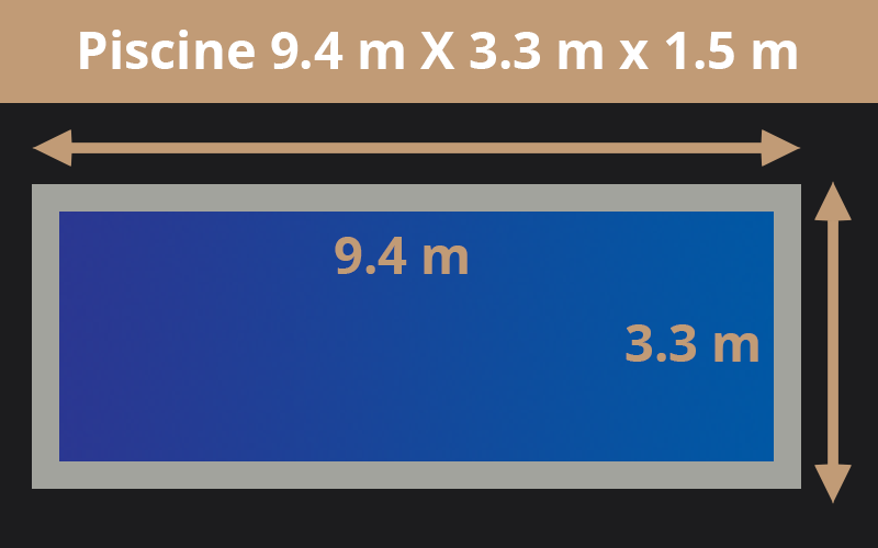 9.4m X 3.3m x 1.5m