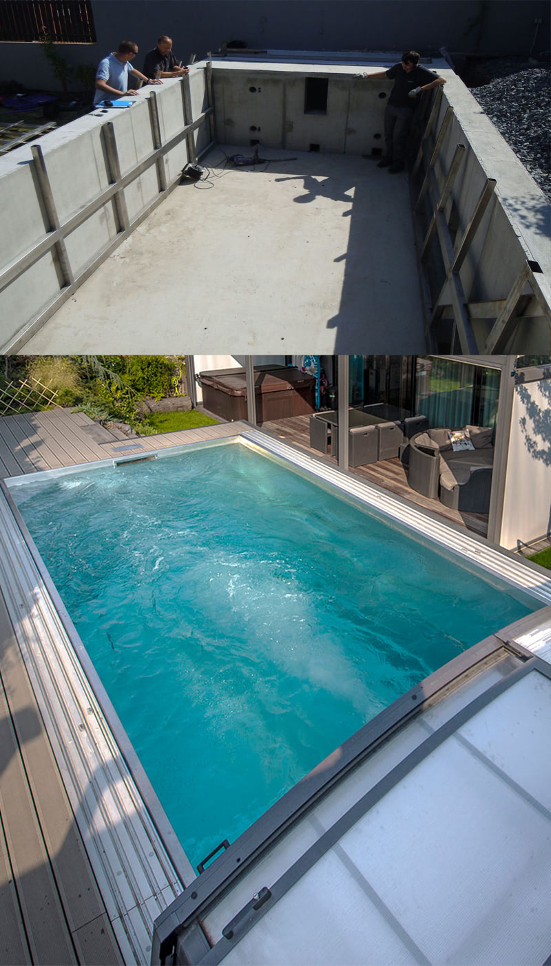 Rénovation piscine béton avec un revêtement inox
